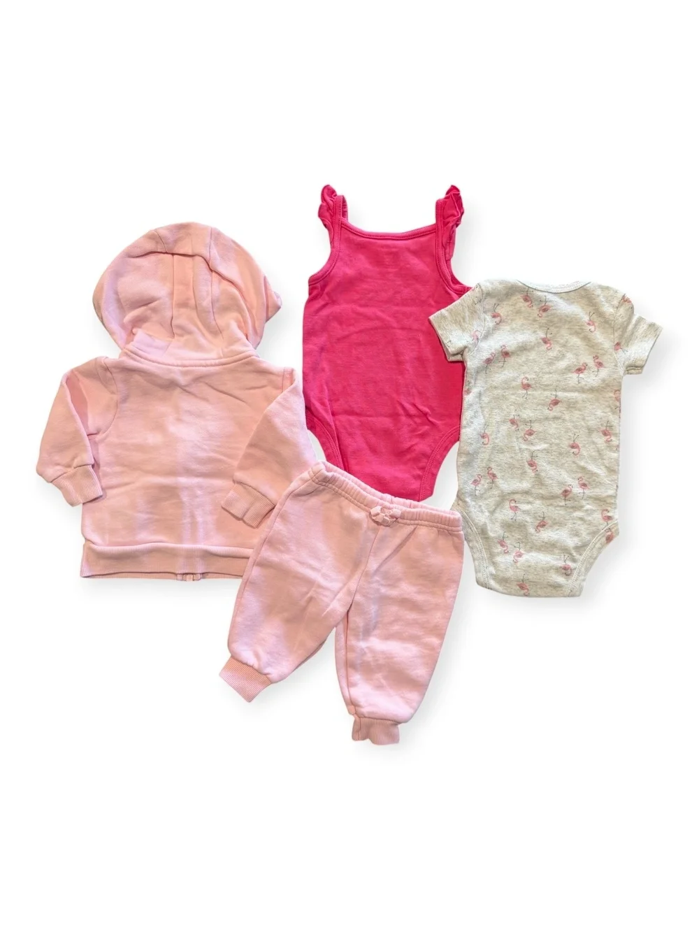 Carter's Baby Girl 3M Clothing Set - Pink Hoodie, Pants, and Bodysuits